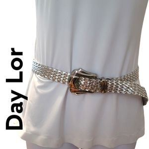 Day-Lor Belt Womens One Size Metallic Silver Braided